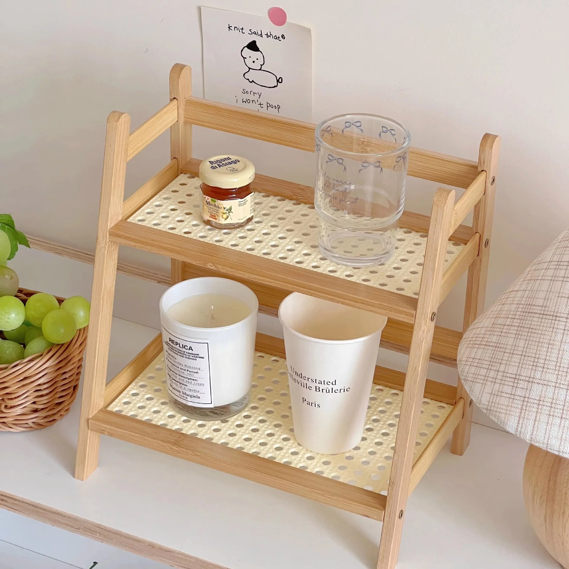 BamBoard™ 2-Layer Bamboo Cup & Organizer Shelf Shopulia