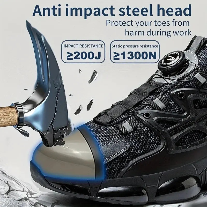 Rotating Button Safety Shoes Men Steel Toe Sneaker Air Cushion Work Shoes Man Puncture Proof Work Safety Boots Protective Shoes - Shopulia