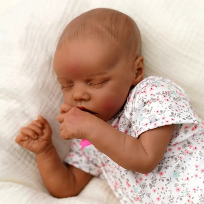 Risbecko 43CM Levi Newborn Baby Doll Reborn Sleeping Soft Silicone Flexible 3D Skin Tone with Visible Veins Hand Paint Hair Doll | Shopulia