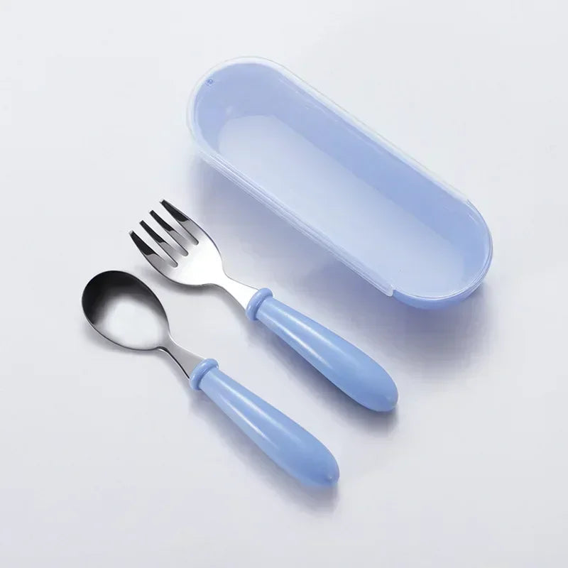 TinyTots™ Kids Stainless Steel Spoon & Fork Set Shopulia