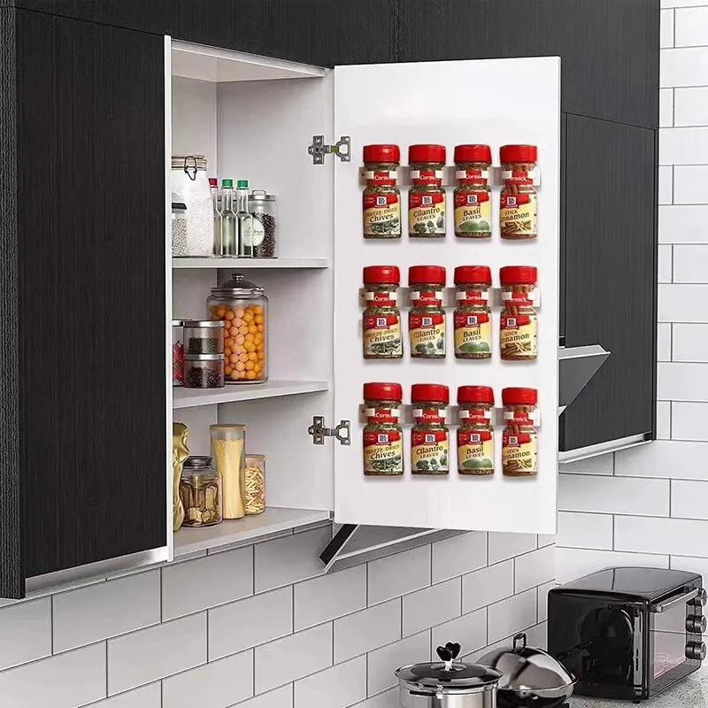 Kitchen Wall Rack for Spice Bottles – Grey Plastic Shopulia