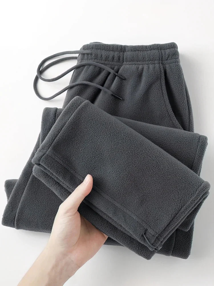Vintage Thick Winter Casual Fleece Pants Men Wide leg Baggy Warm Sweatpants Male Drawing Jogger Pants Falls Trousers Shopulia