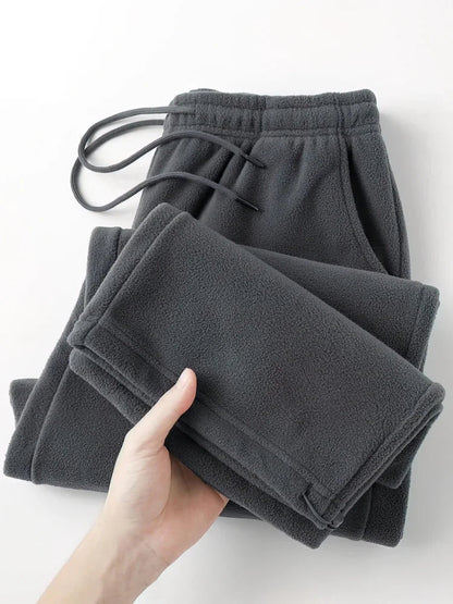 Vintage Thick Winter Casual Fleece Pants Men Wide leg Baggy Warm Sweatpants Male Drawing Jogger Pants Falls Trousers Shopulia