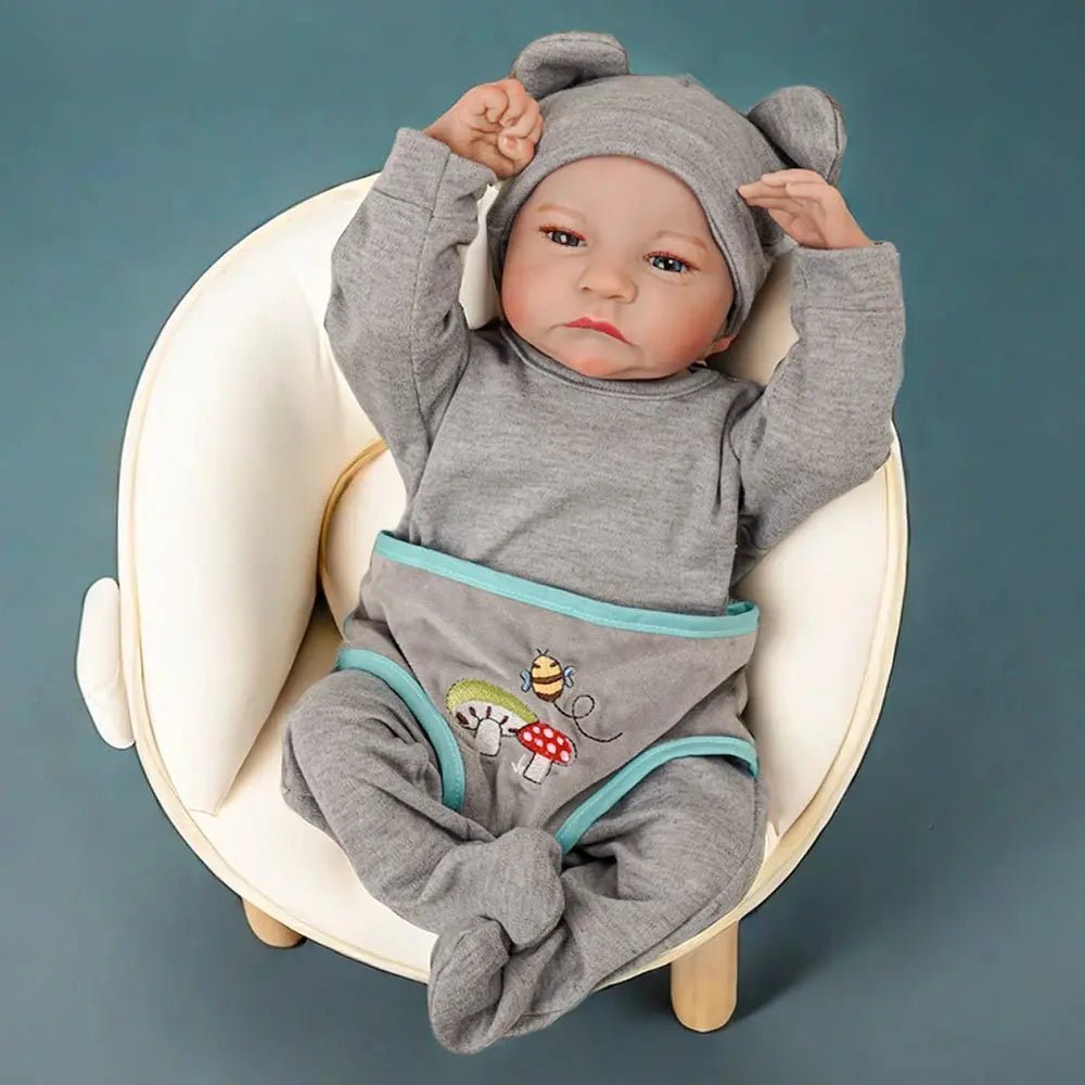 Risbecko 43CM Levi Newborn Baby Doll Reborn Sleeping Soft Silicone Flexible 3D Skin Tone with Visible Veins Hand Paint Hair Doll | Shopulia
