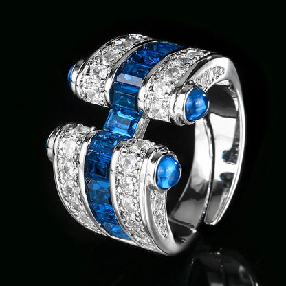 Shopulia Lab-Grown Ruby, Emerald & Sapphire Cocktail Ring - Ethical Multi-Gemstone Fine Jewelry