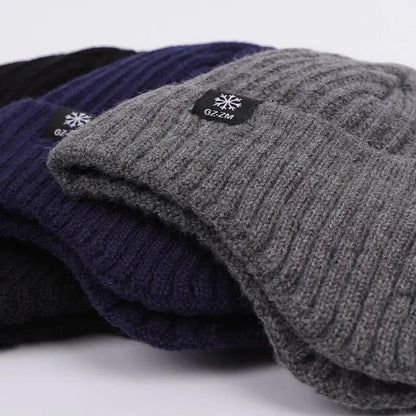 Outdoor Men Winter Knitted Hat Plush Warmth Peaked Cap Earmuff Casual Fashion Faux Fur Lined Bomber Hats Cycling Ear Protection | Shopulia