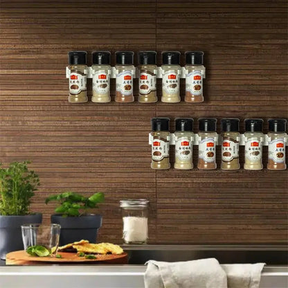 Kitchen Wall Rack for Spice Bottles – Grey Plastic Shopulia