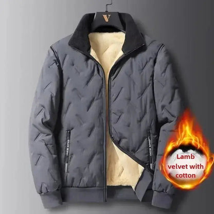 Plus Size Ultrasonic Wool Cotton Coat Men's Warm Fleece-Lined And Thickened Cotton-Padded Casual Loose-Fit Jacket Cross-Border | Shopulia