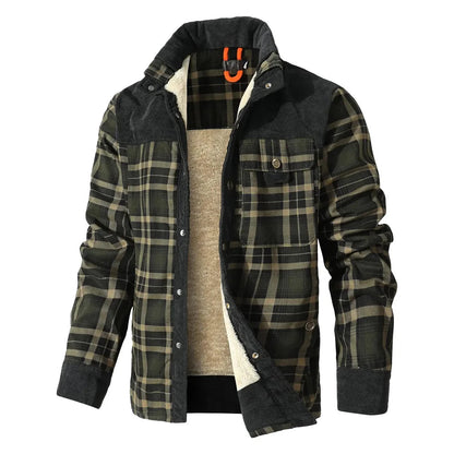 Men's Jackets Winter Windproof Warm Casual Bomber Coat Plaid Sherpa Lined Flannel Outdoor Classic Jacket Men US Size Shopulia
