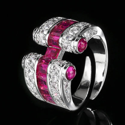Shopulia Lab-Grown Ruby, Emerald & Sapphire Cocktail Ring - Ethical Multi-Gemstone Fine Jewelry