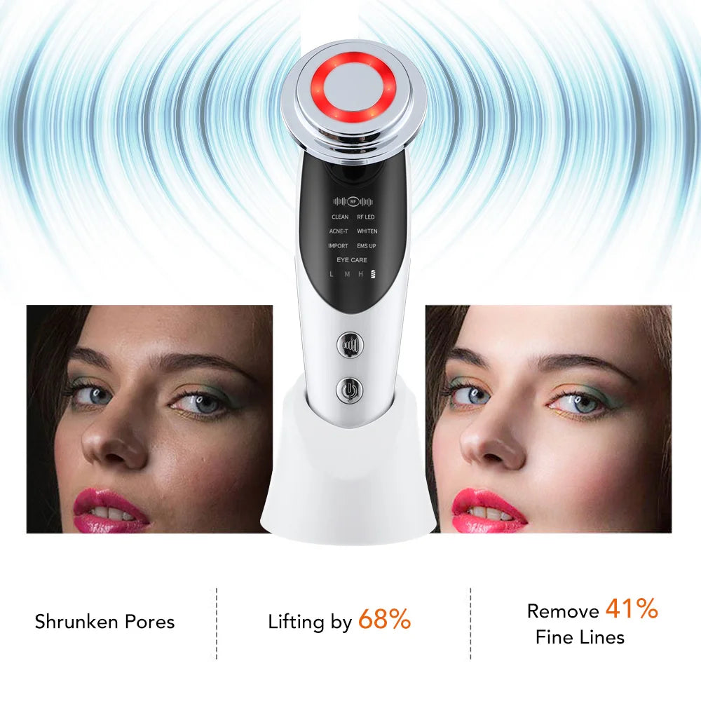 7-in-1 RF EMS Facial Massager – Anti-Aging, Skin Tightening & Light Therapy Wand