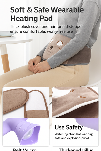 Wearable Hot Water Bag Belt – Plush Heating Pad for Cramps, Back & Muscle Pain Relief Shopulia