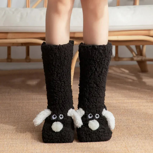 Women’s Plush Dog Socks Shopulia