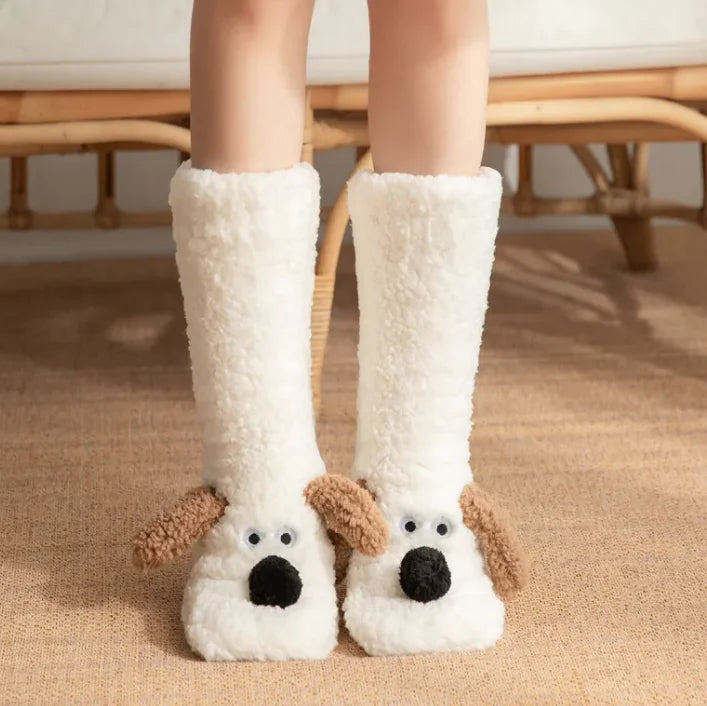 Women’s Plush Dog Socks Shopulia